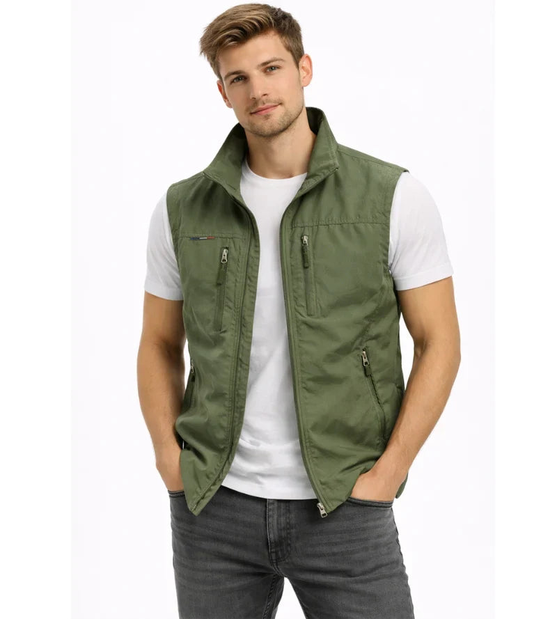 Albert | Vest Stand Collar Zip Front Multi Pocket