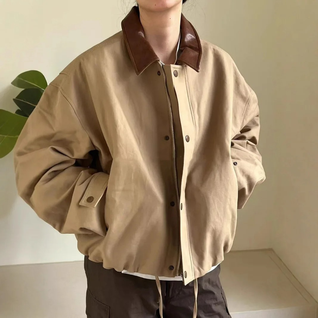 Jacke im retro | Retro Barn-Style Jacket with Leather Collar