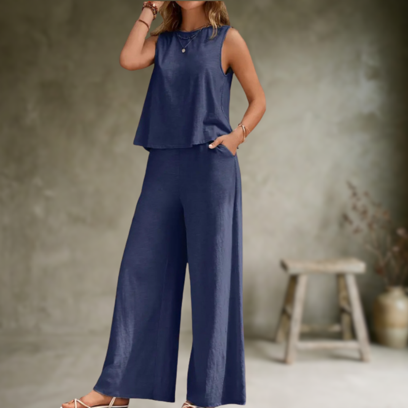 Alizeh | Sleeveless Wide Leg Lounge Set