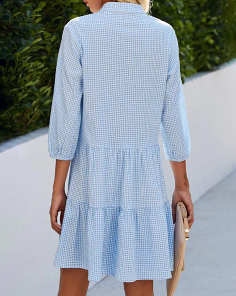 Josie | Gingham Button Front Tiered Dress