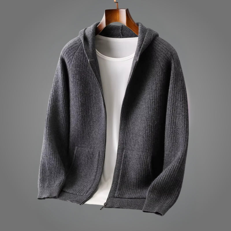 Romain | Hoodie With Full Zip Knitted Texture