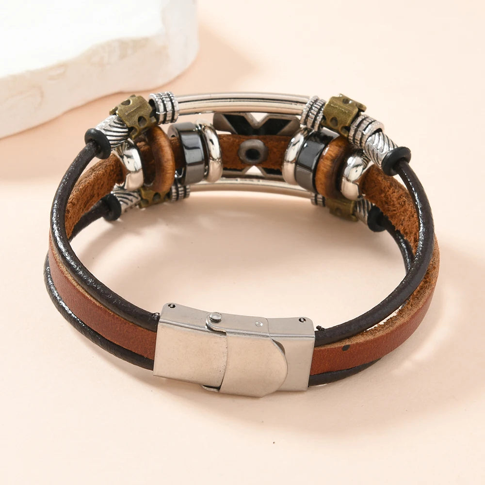Garland | Bracelet Black Multi-Layer Cross Design