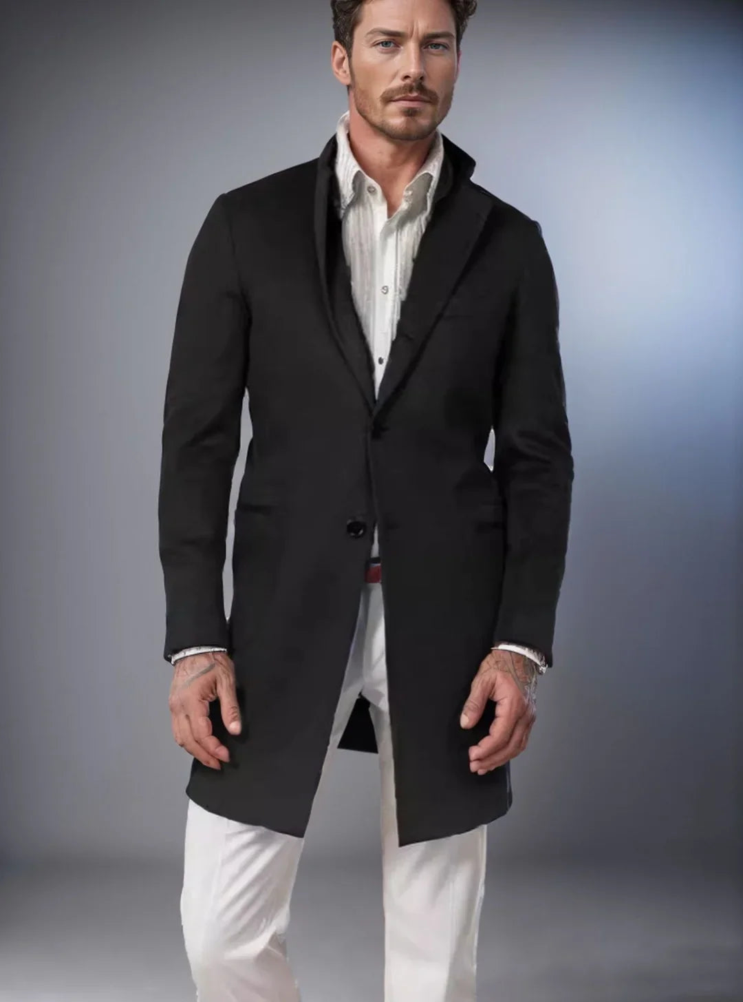 James | Overcoat with Notched Lapels and Buttons