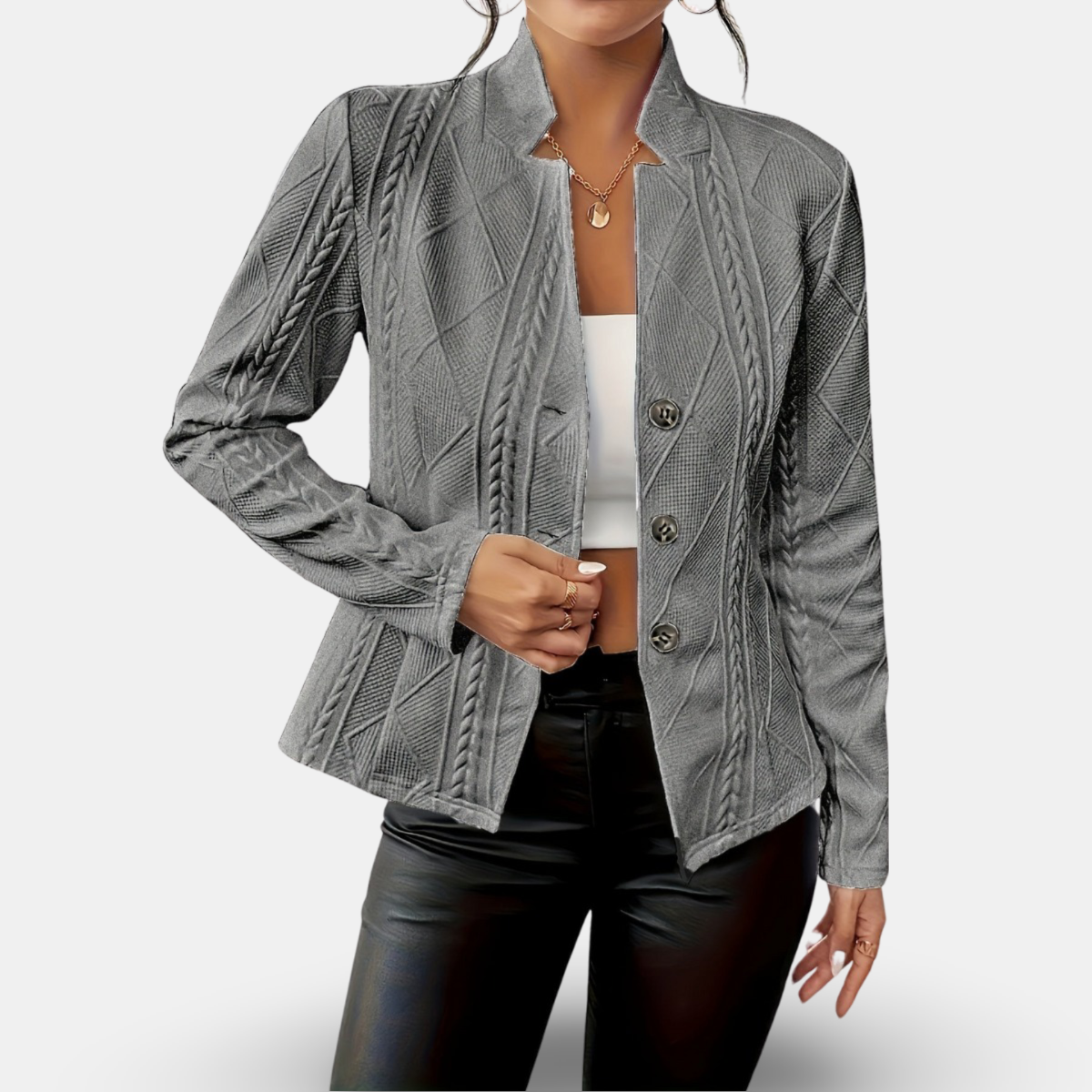 Lynn | Blazer Long Sleeve Textured Three-Button Tailored Fit