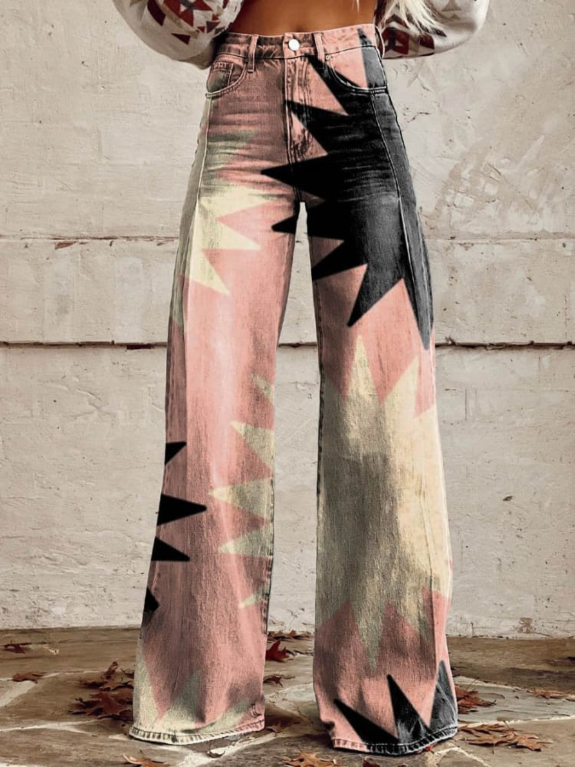 CZARINA | Pants with Geometric Print Wide-Leg Cut
