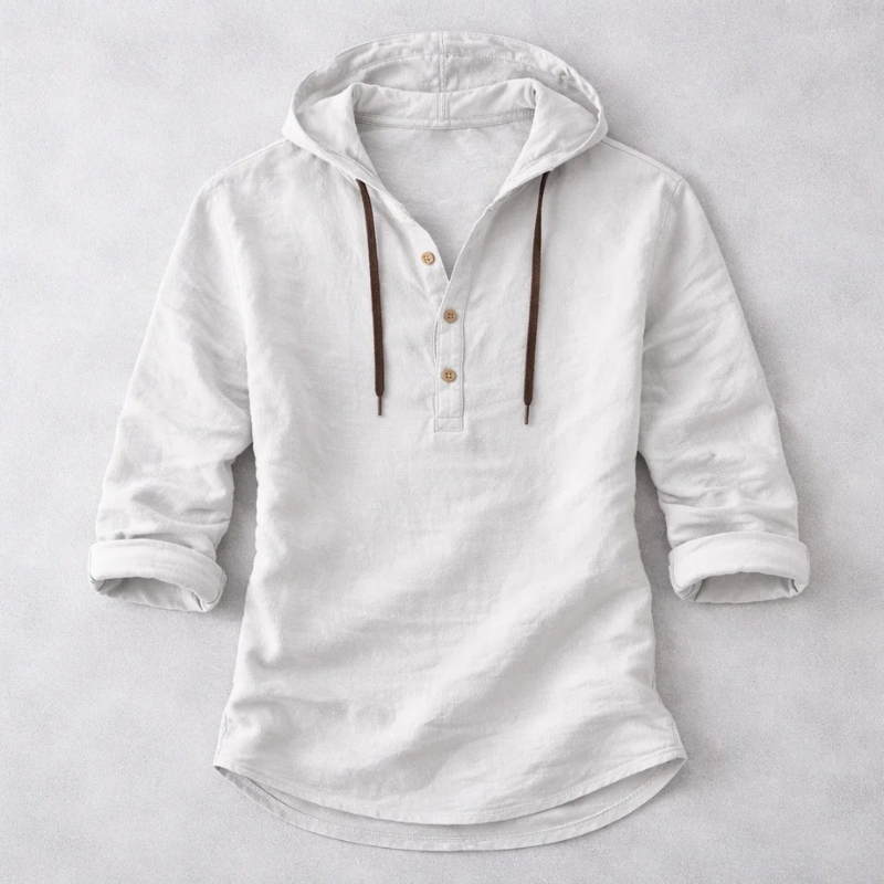 Refael | Hooded Long Sleeve Henley Shirt