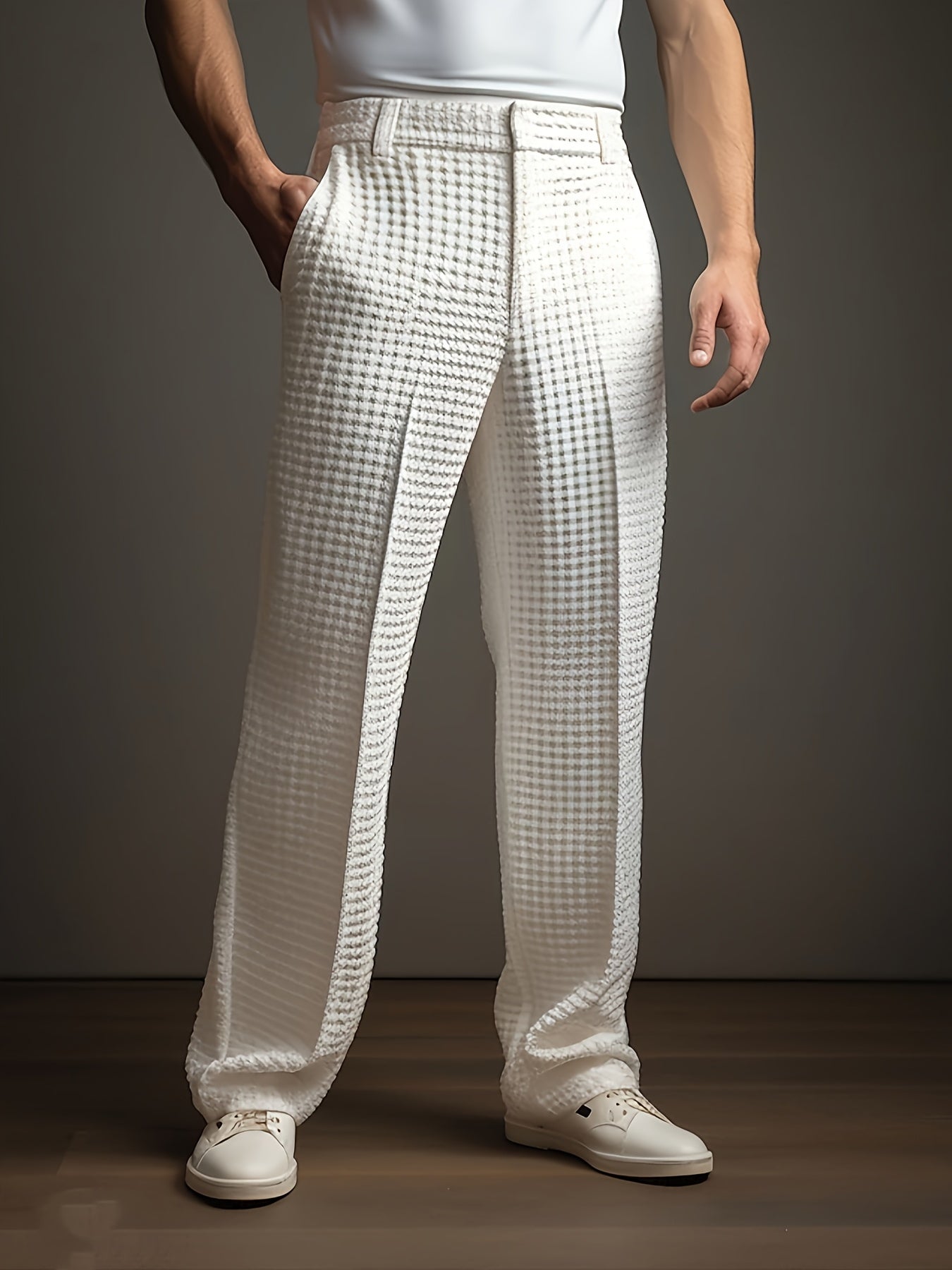 Harmen | Textured Straight Leg Trousers