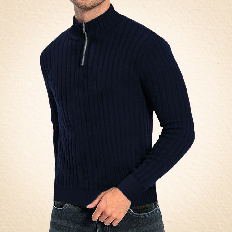 Zaccheo | Sweater Ribbed Knit Quarter Zip Turtleneck