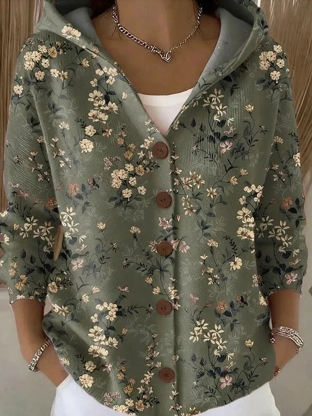 Annie | Cardigan Hooded Button-Front Long-Sleeve Top