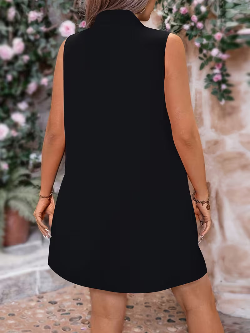 Alanaa | Sleeveless Open Front Vest in Dark Cyan
