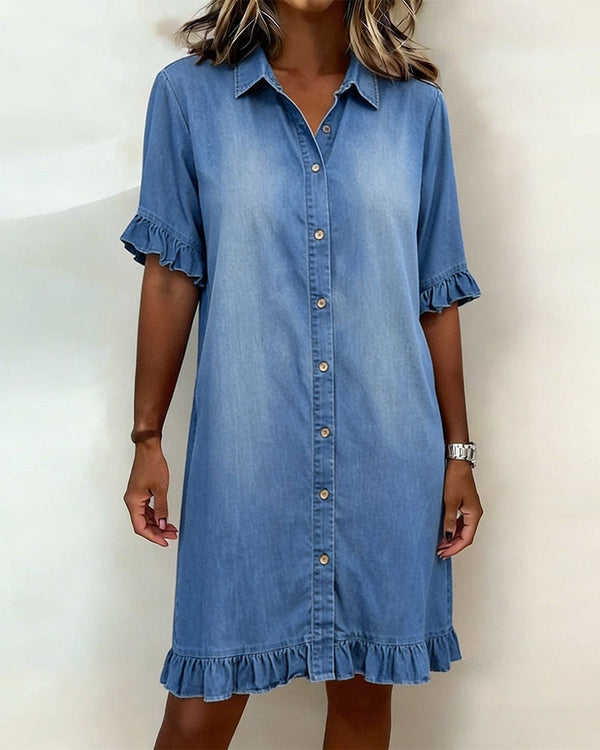 Ndapewa | Denim Style Button Front Shirt Dress