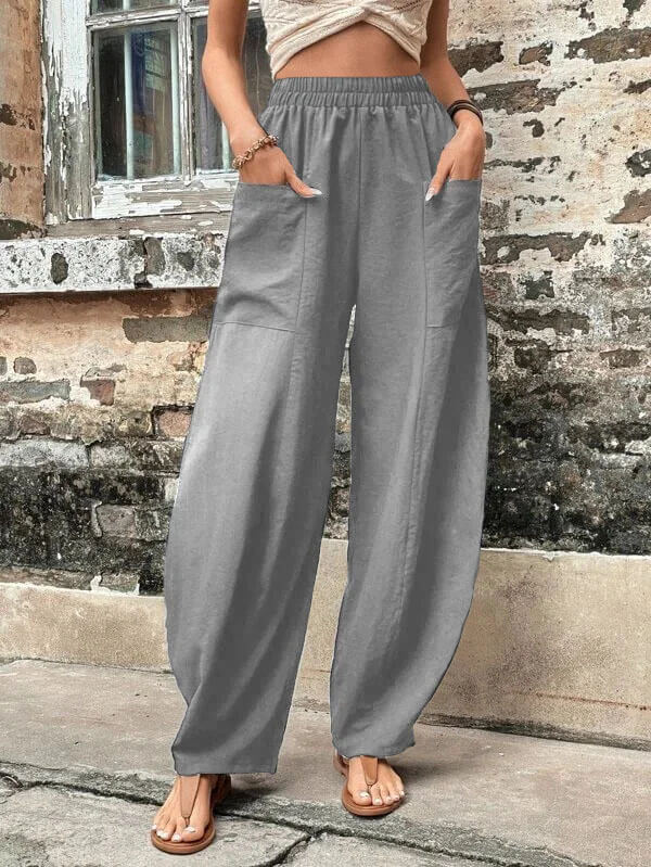 Salomee | Wide Leg Elastic Waist Pocket Pants