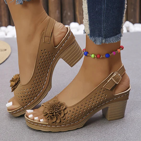 Imogen | Open Toe Slingback Block Heel Sandal
