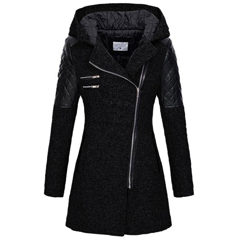 Eszter | Hooded Asymmetrical Zip Long Sleeve Coat