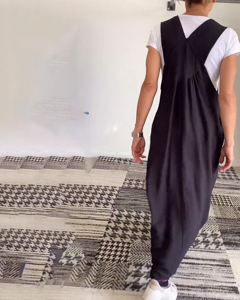 Marleen | Strappy Maxi Dress Gathered Loose-Fit Pinafore Style