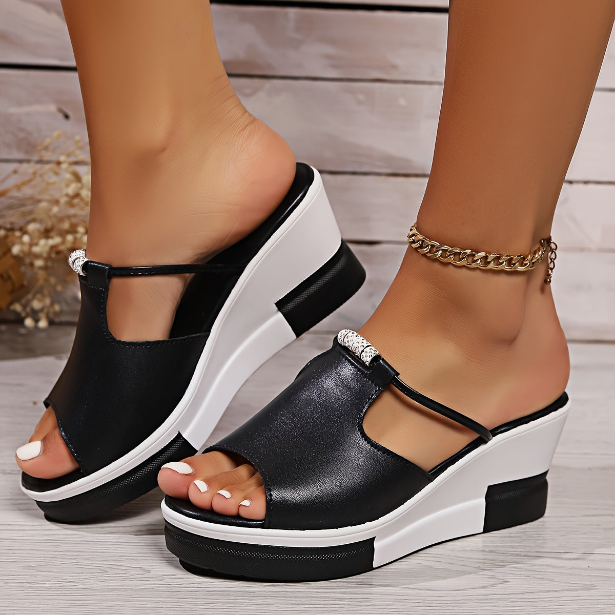 Ronya | Wedge Heel Open Toe Slingback Sandals