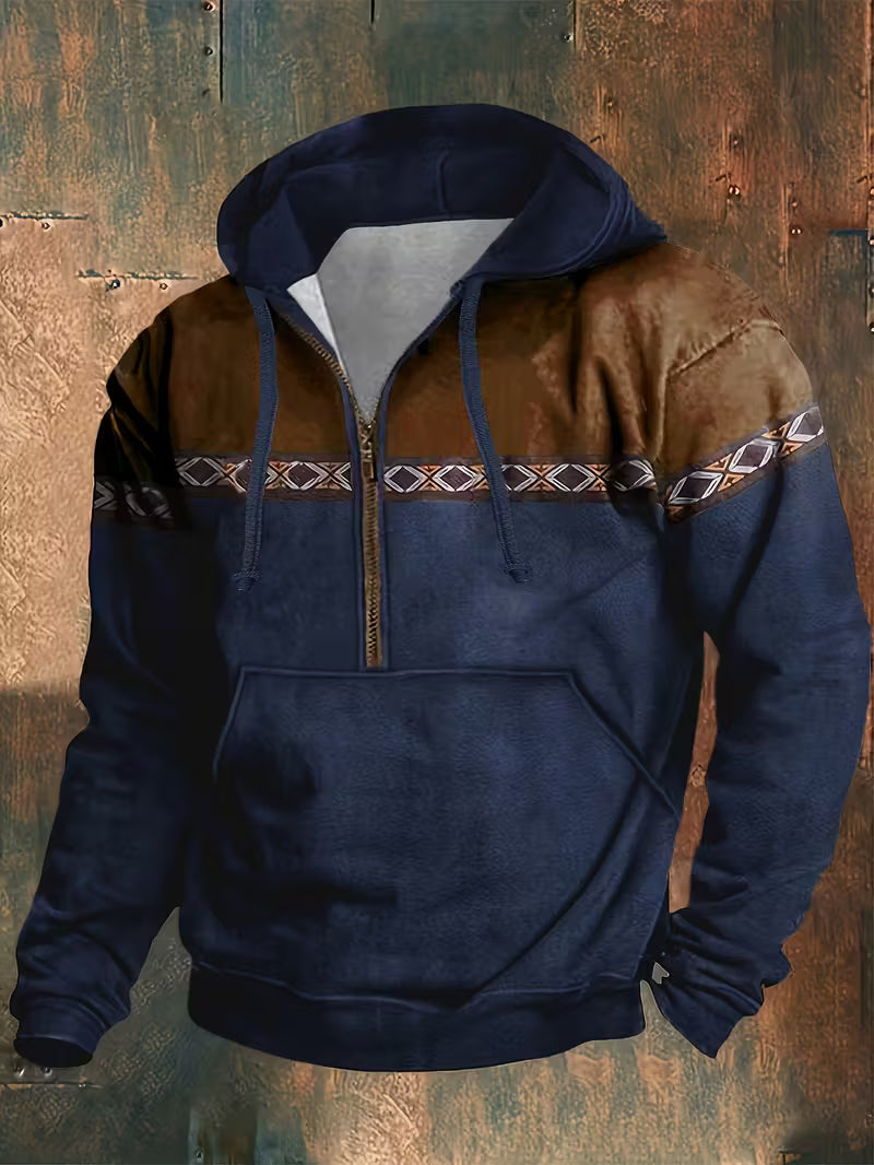 Hakan | Hooded Half Zip Long Sleeve Sweatshirt