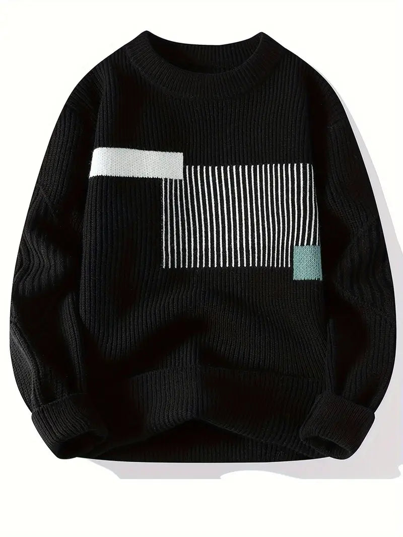 Arlen |  Crew Neck Geometric Pattern Sweater