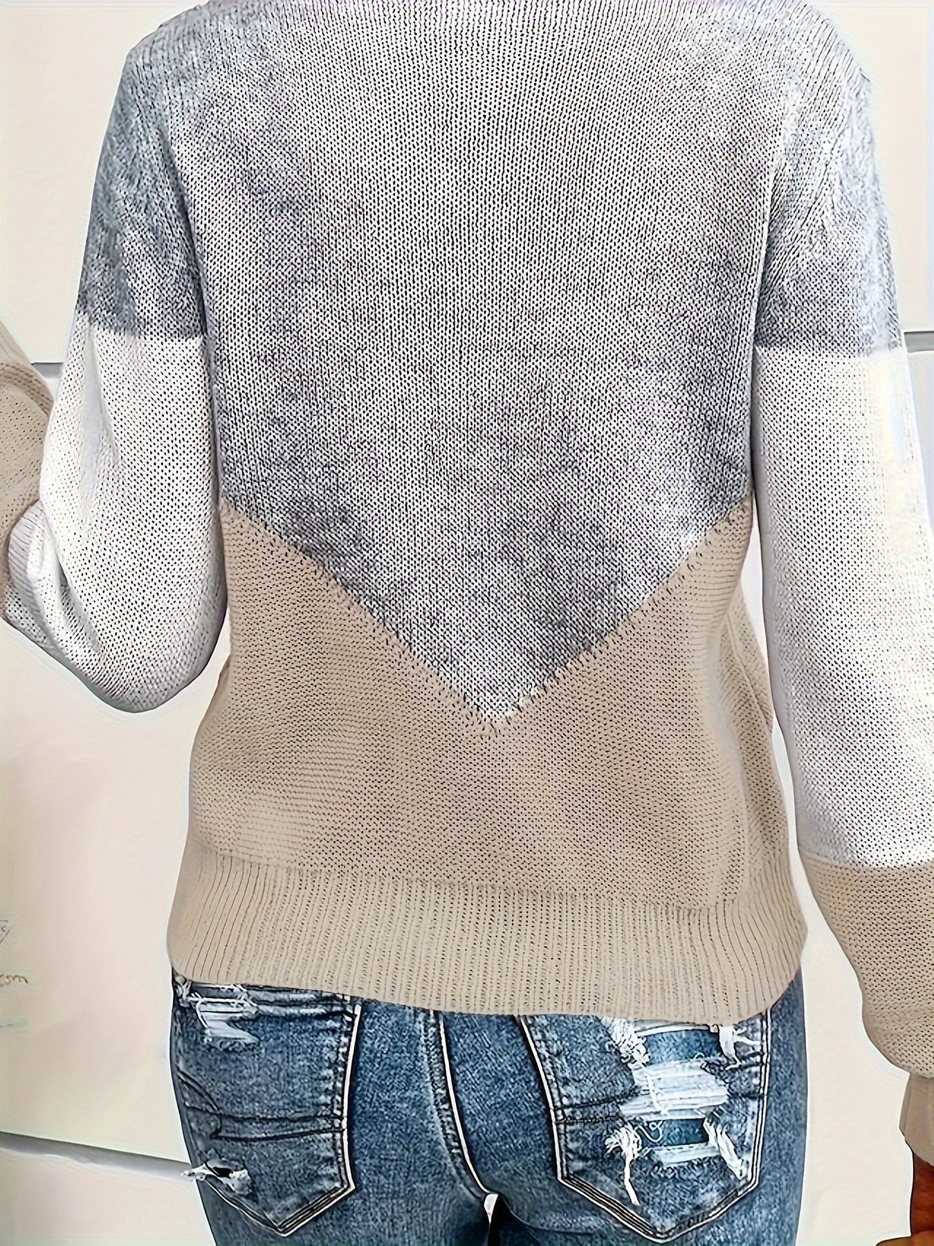 Alivana | Casual Long Sleeve Contrast Sweater