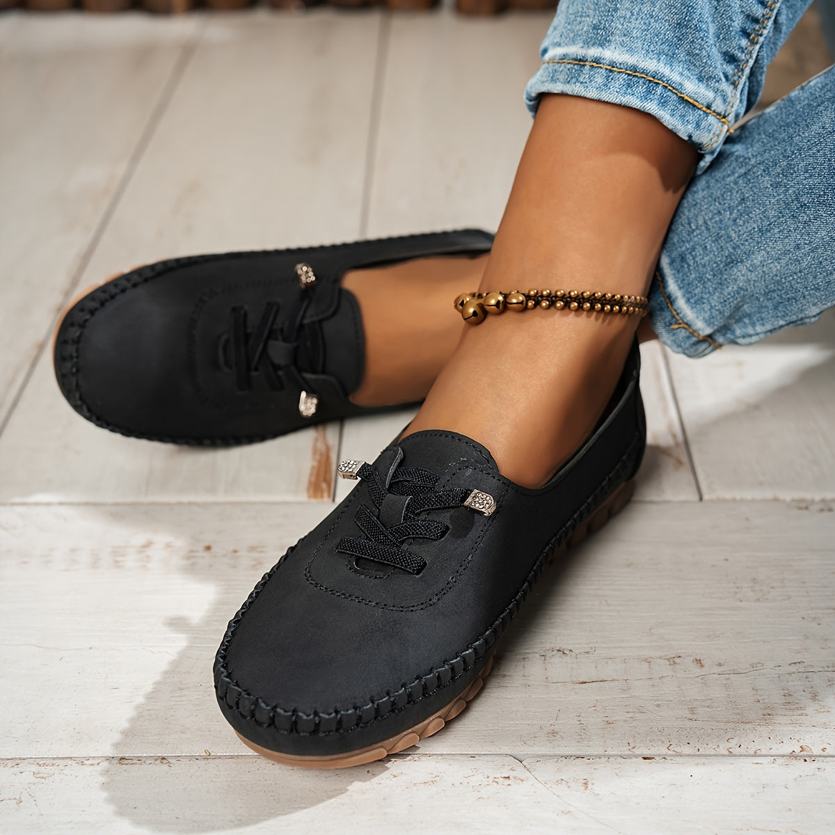 Zakiya - Slip On Lace Up Loafers