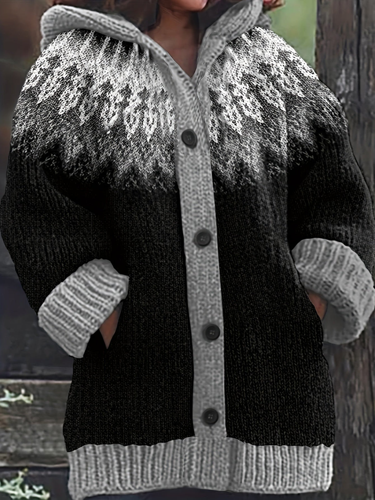 Peneeuva | Hooded Long Sleeve Winter Sweater