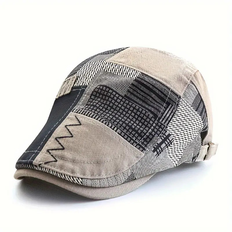 Lebron | Patchwork Print Adjustable Flat Cap