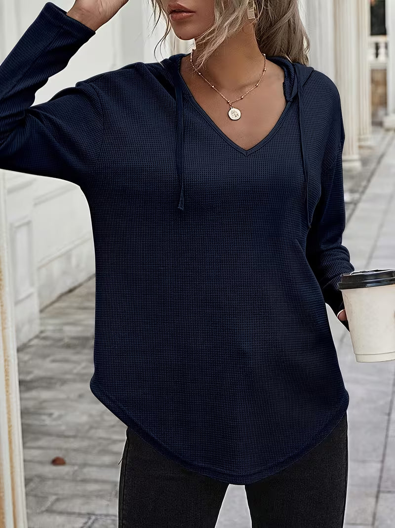 Heydi | Hooded Sweatshirt with V-Neck Curved Hem