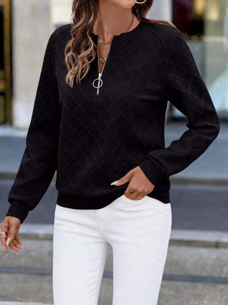 Juliet | Sweatshirt Long Sleeve Textured Zip Neck