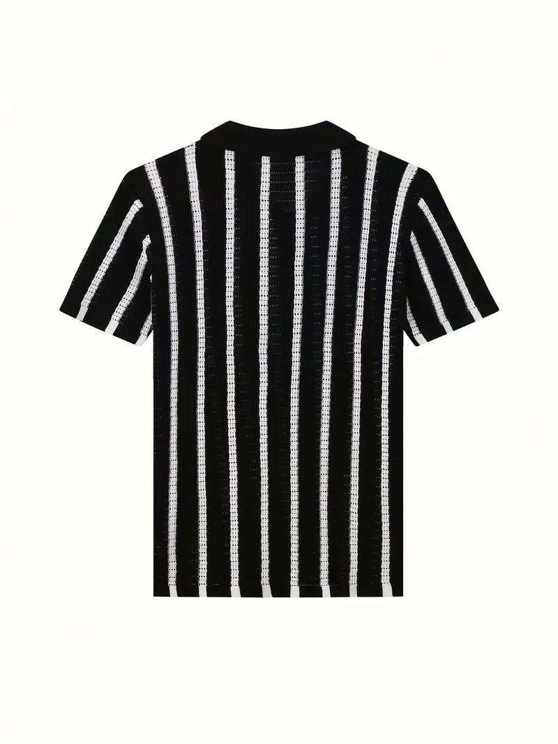 Cordell | Striped Short Sleeve Button Knit Shirt