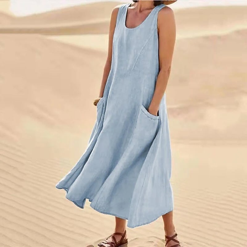 Zoha | Sleeveless Pocket Maxi Swing Dress