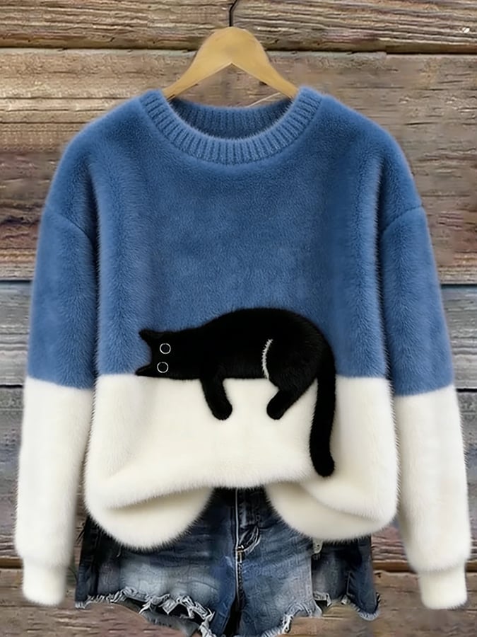 Kalisine | Casual Cat Graphic Sweater in Multiple Colors