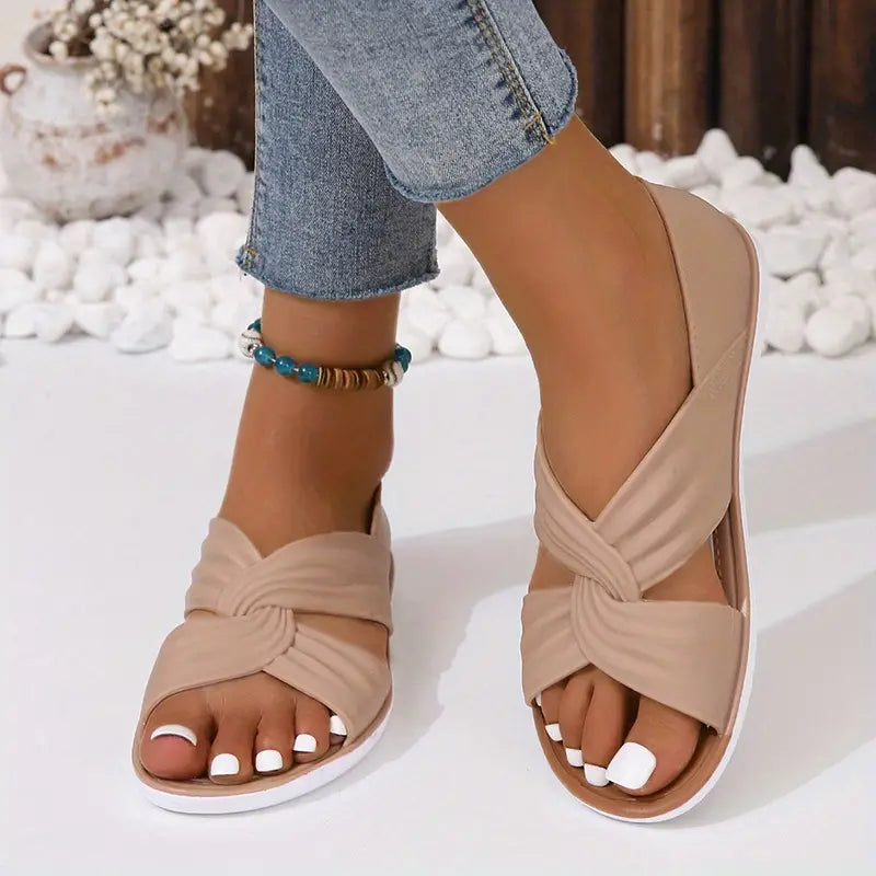 Lenja | Slide Sandals Cross Strap Open Toe