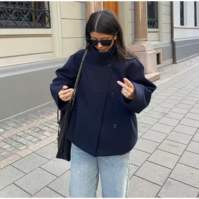 Georgina | Jacket Long Sleeve Stand Collar Button Front
