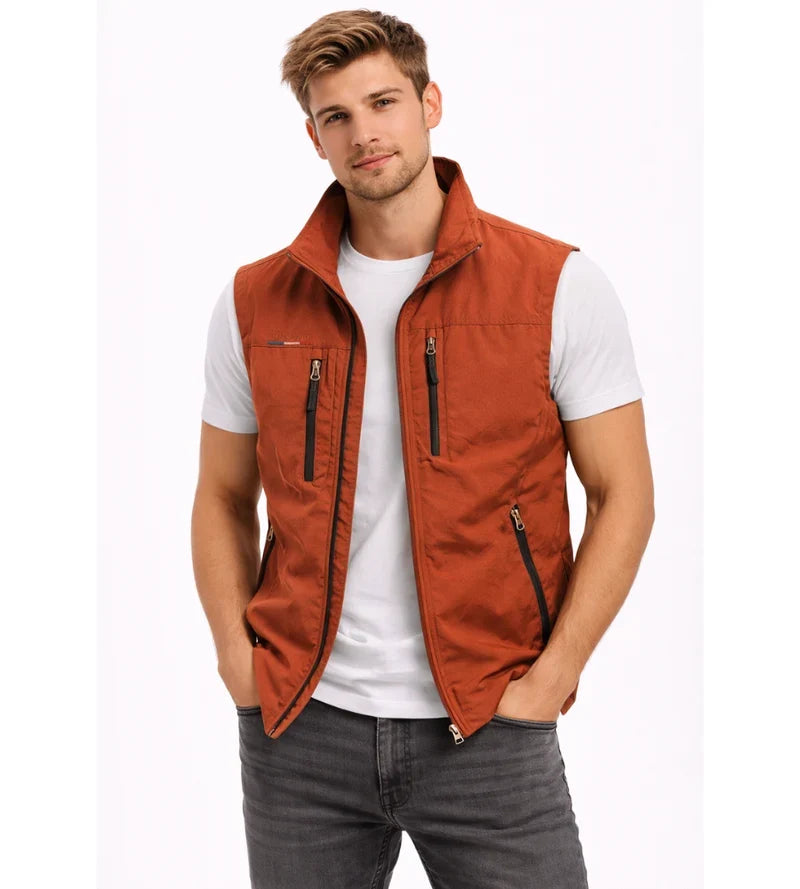 Albert | Vest Stand Collar Zip Front Multi Pocket
