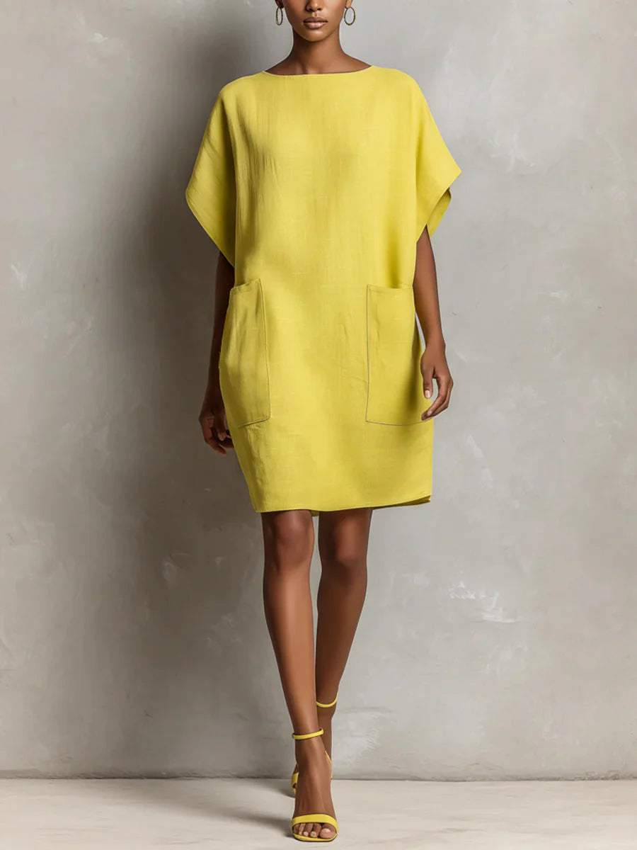 Hulina | Dress Relaxed Short Sleeve Pocket Shift Style