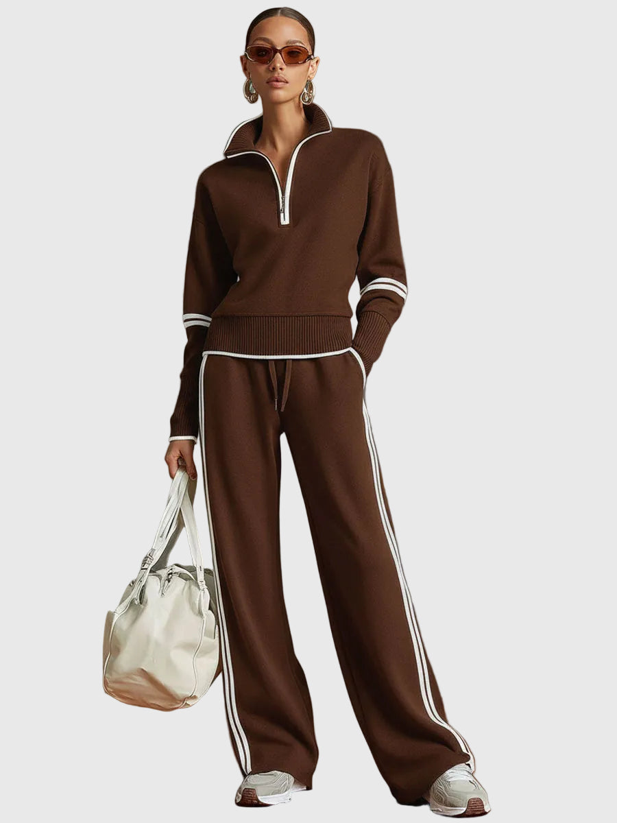 Minrada | Women’s Zip Neck Lounge Knit Set