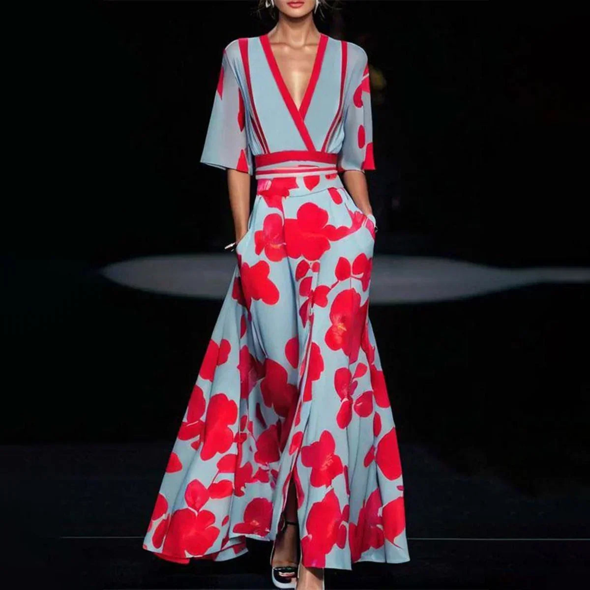 Bria | Elegant Short Sleeve Floral Dress