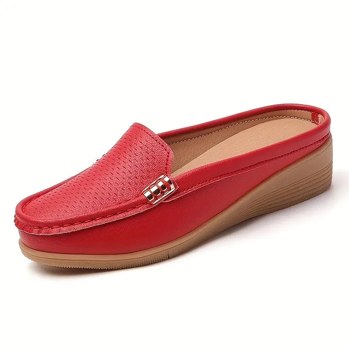 Morgani | Slip On Wedge Moccasin Mule Shoes