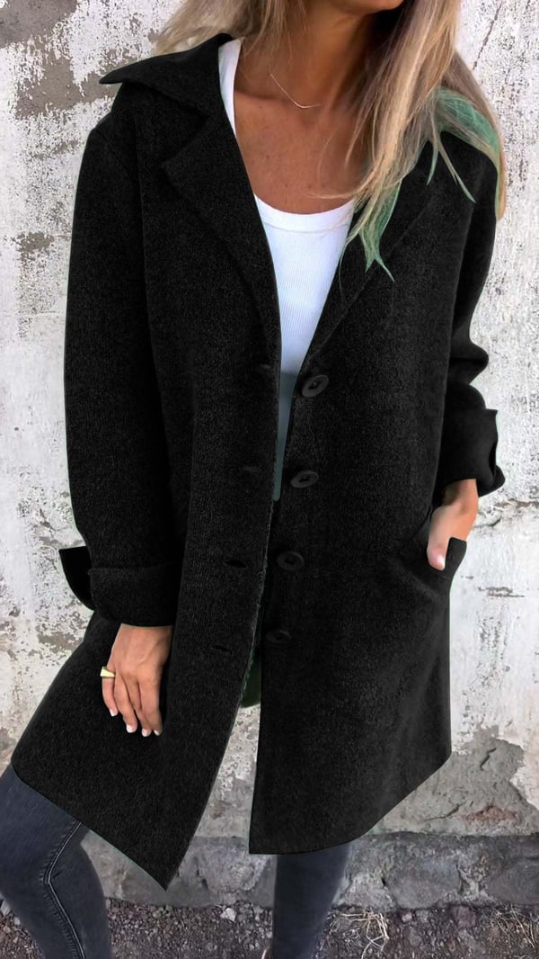 Baylea | Long Button Front Lapel Coat