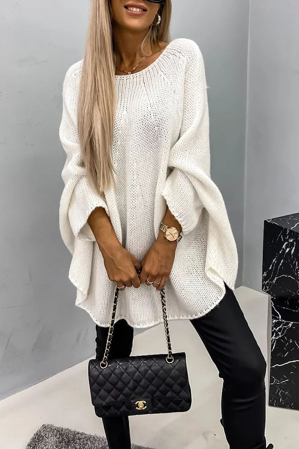 Nicoanessa | Draped Poncho with Round Neck