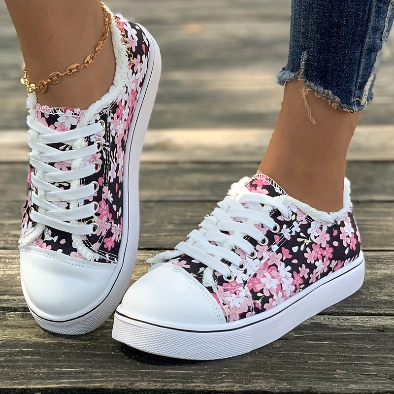 Bristy | Sneakers with Floral Print Lace-Up Closure