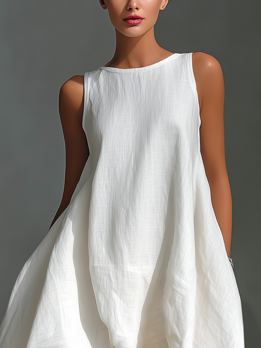 Alyna - Sleeveless Asymmetric Hem Midi Dress