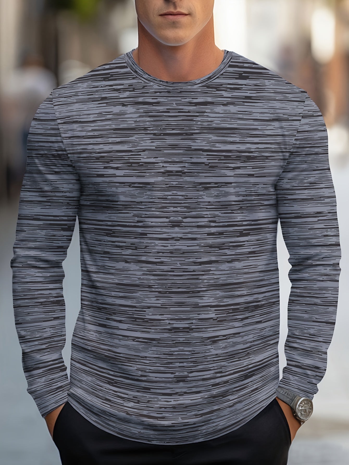 Alir | Striped Long Sleeve Crew Neck Shirt