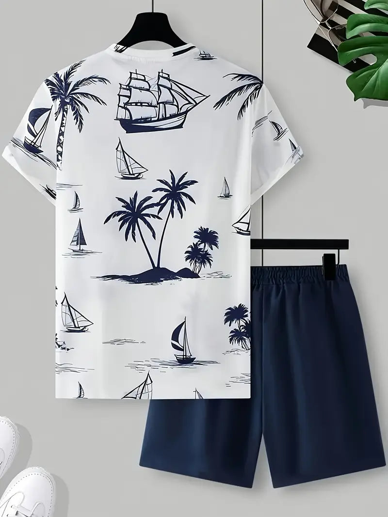 Barea | Tropical Print T Shirt Shorts Set