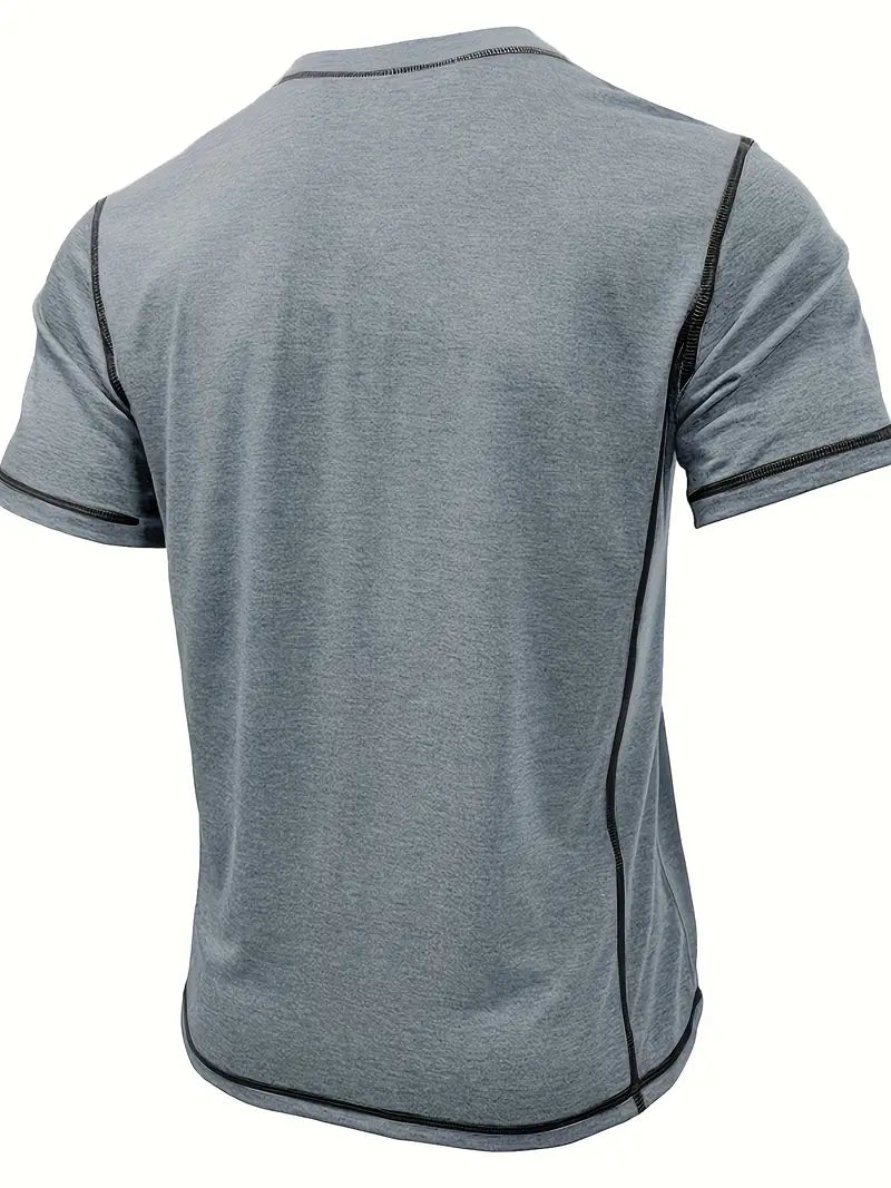 Orazio | Henley Short Sleeve Contrast Stitch Shirt
