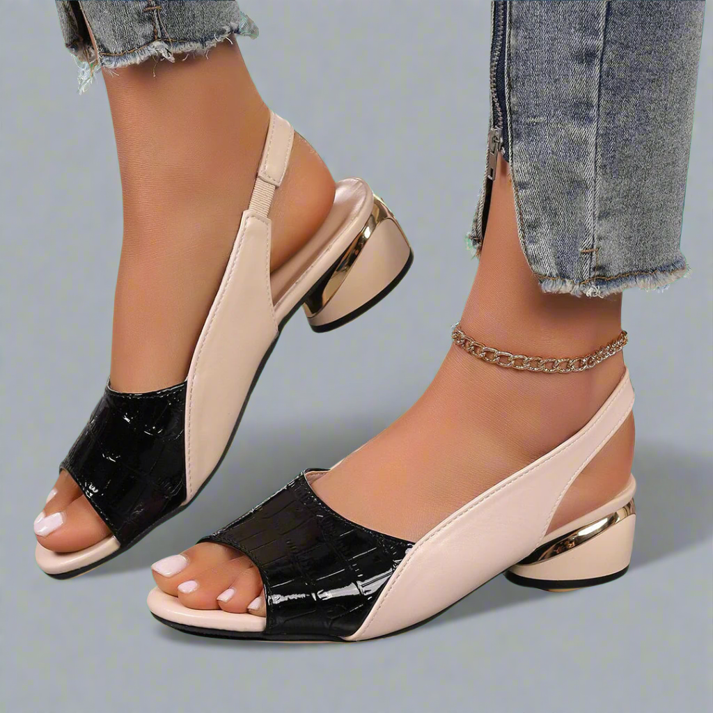 Janire | Open Toe Color Block Slingback Sandals