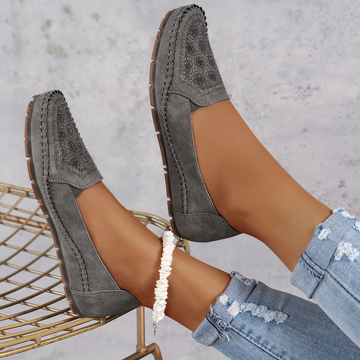 Lyrissa | Floral Slip-On Loafers Shoes