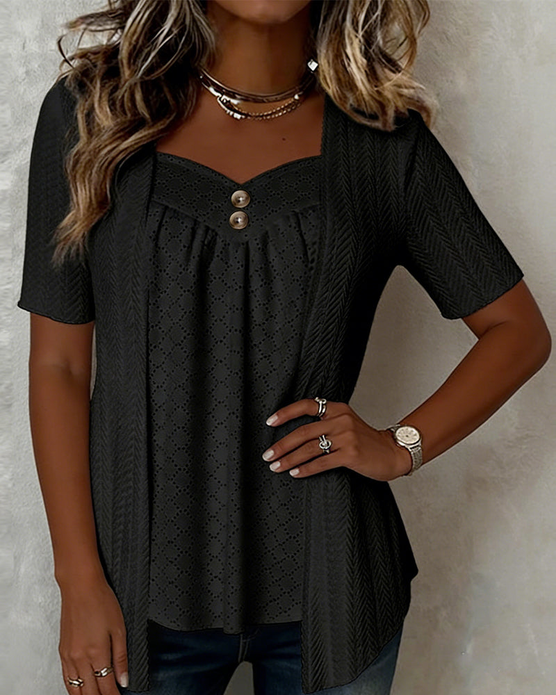 Shilina | Square Neck Layered Short Sleeve Blouse