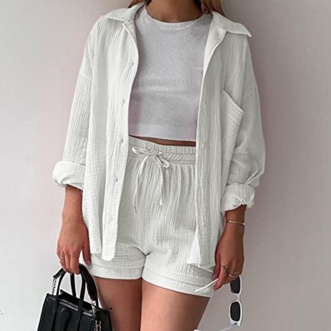 Katelyn | Crinkled Shirt And Shorts Set