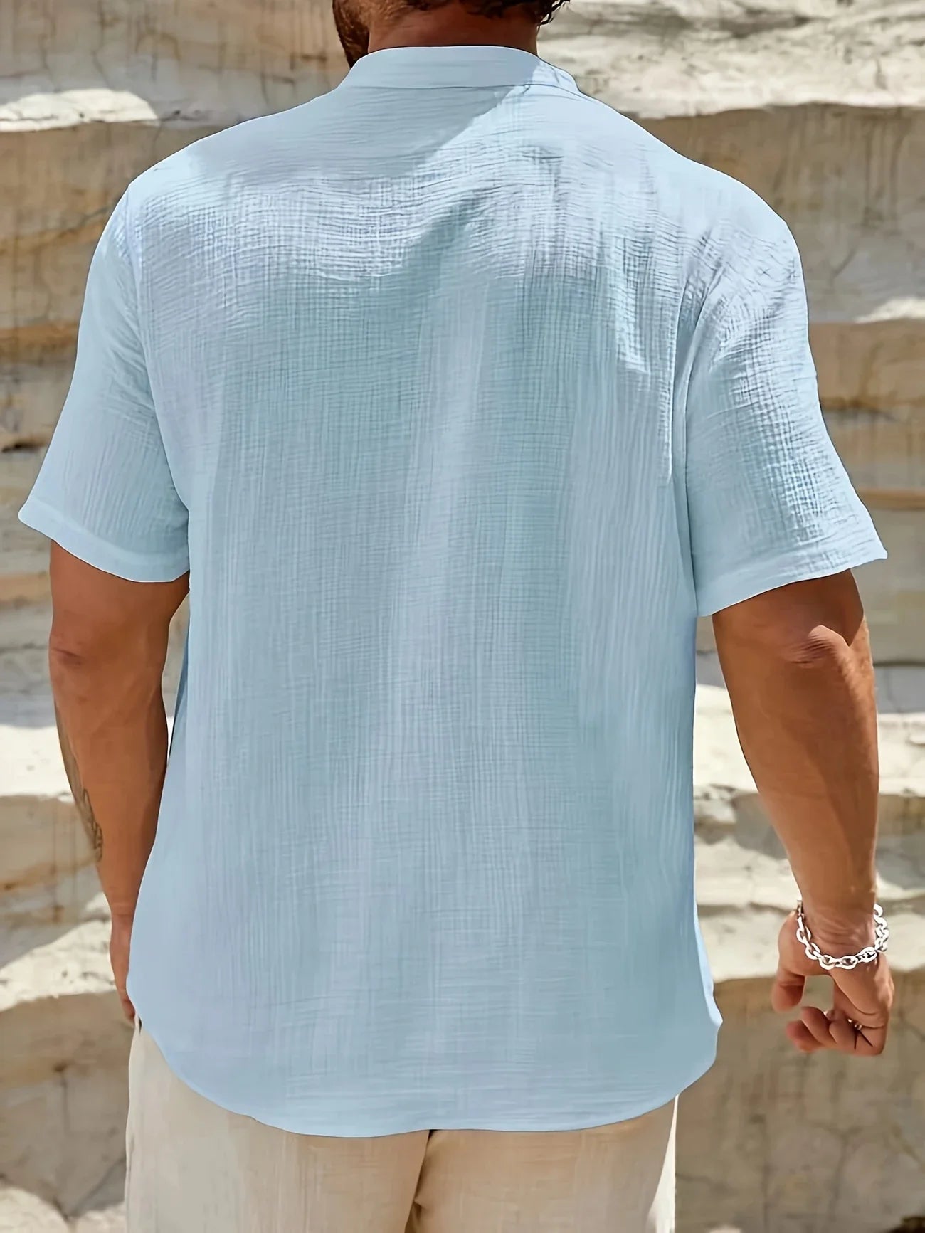 Sancho | Short Sleeve Stand Collar Henley Shirt